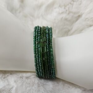 Emerald Green Multi-Layered Beaded Bracelet